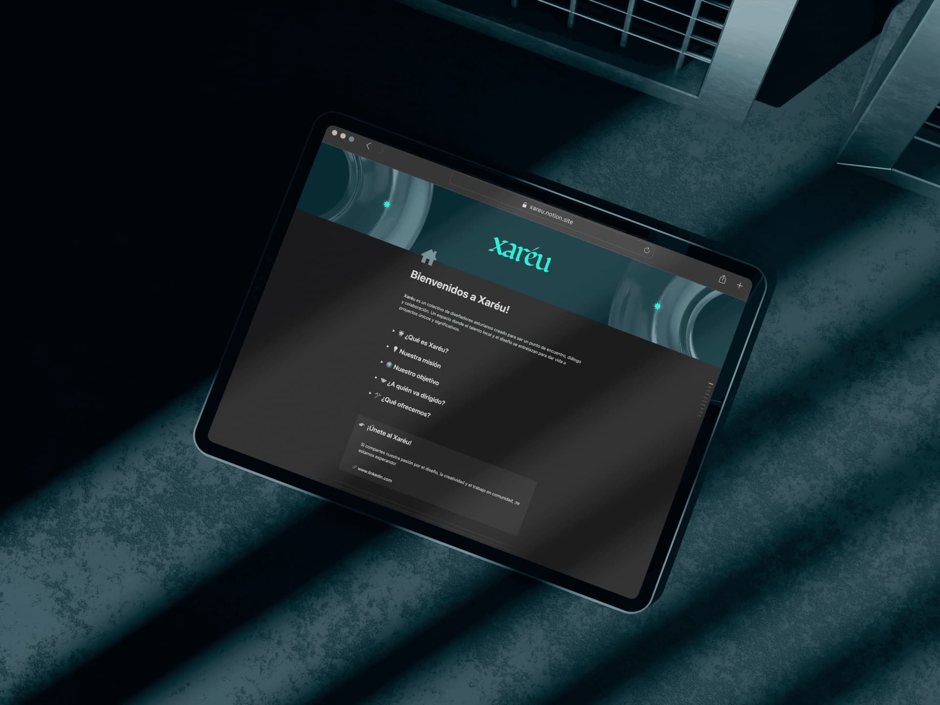 Xaréu platform on tablet — Bienvenidos a Xaréu